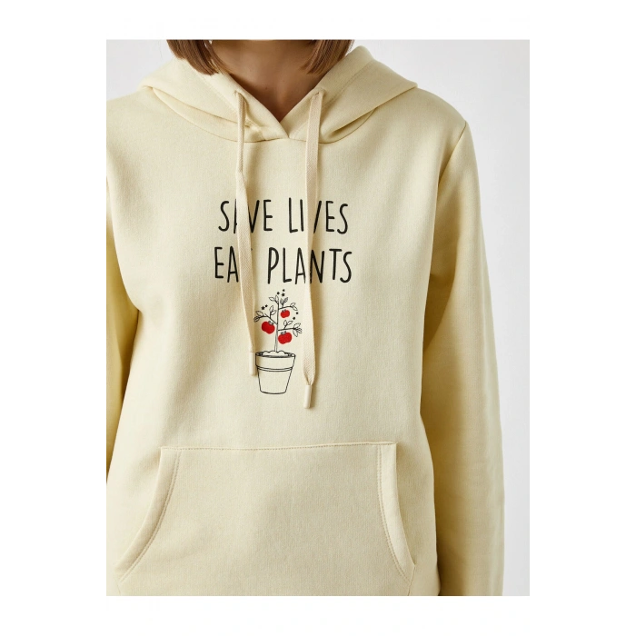 Baskılı Kapüşonlu Sweatshirt