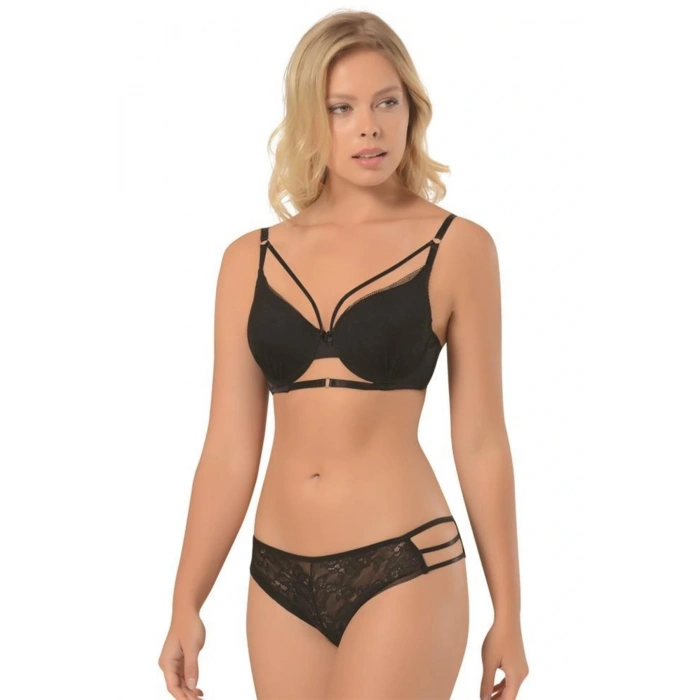 Kadın Siyah Desteksiz Sütyen Takım