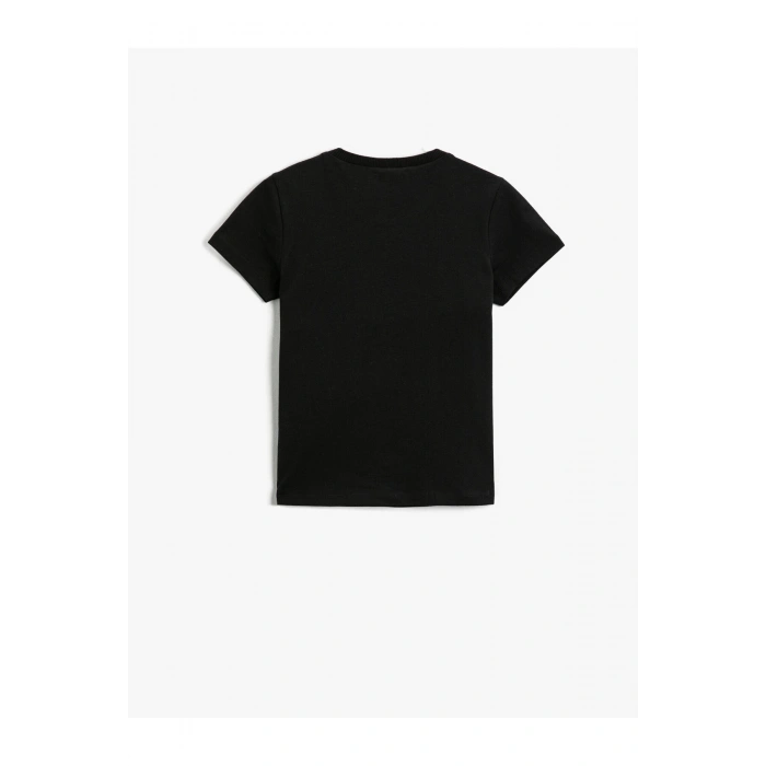 Slogan Baskılı Kısa Kollu Tişört Pamuklu