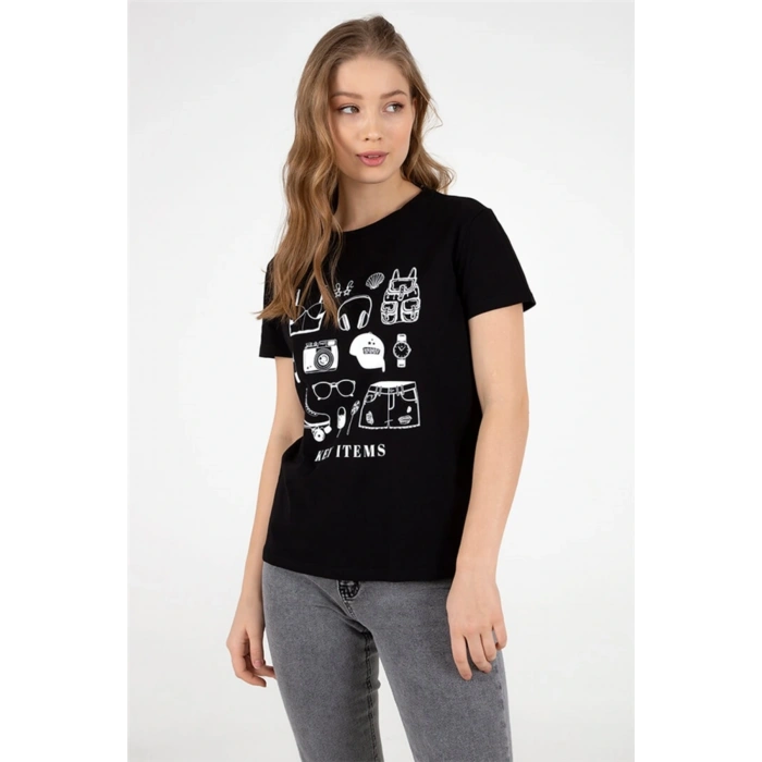 Baskılı Tişört Siyah