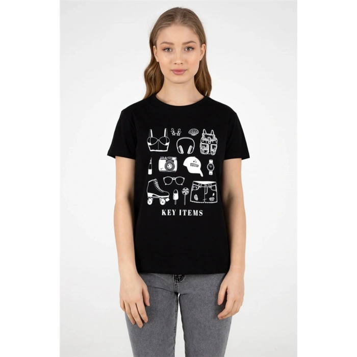 Baskılı Tişört Siyah