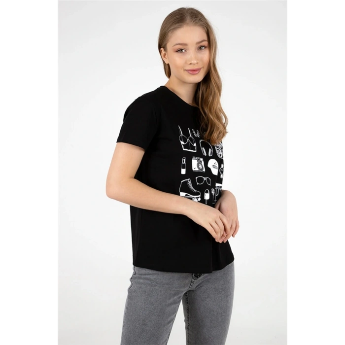 Baskılı Tişört Siyah