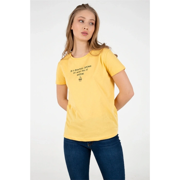 Baskılı Tişört Sarı