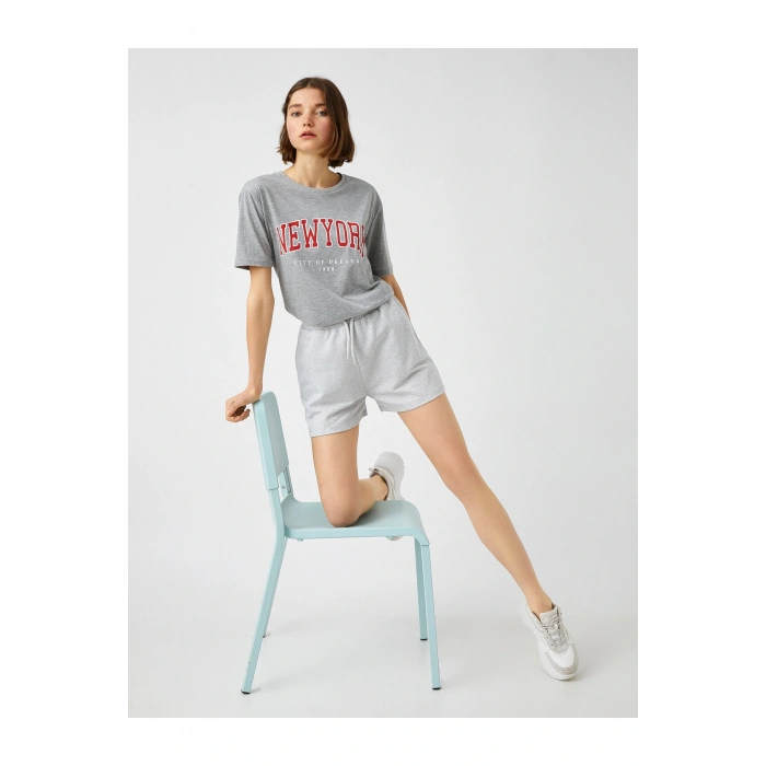 Mini Şort Cepli Beli Lastikli Bağlamalı