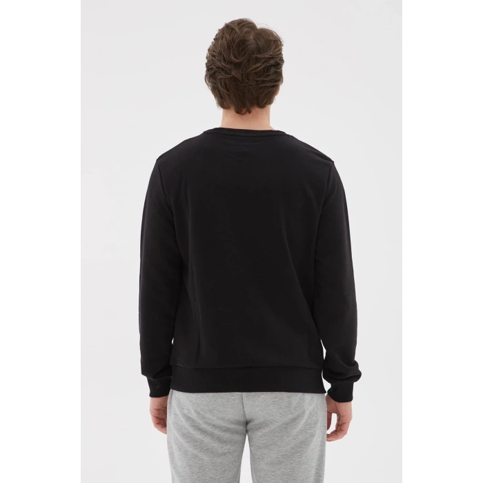 Bisiklet Yaka Baskılı Sweatshirt Siyah / Black