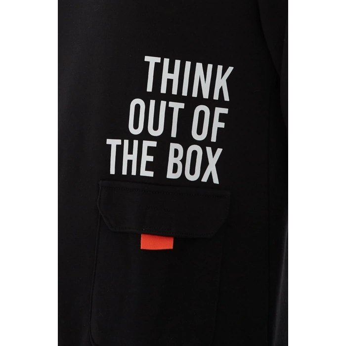 Bisiklet Yaka Baskılı Sweatshirt Siyah / Black