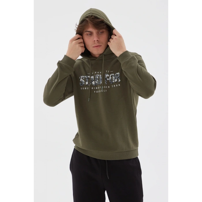 Baskılı Sweatshirt Haki / Khaki