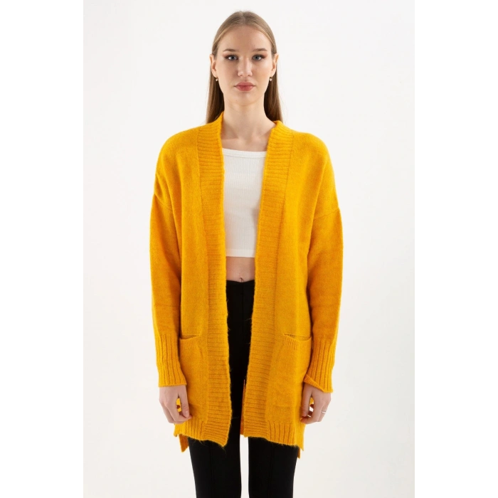 Uzun Cepli Hırka Hardal / Mustard