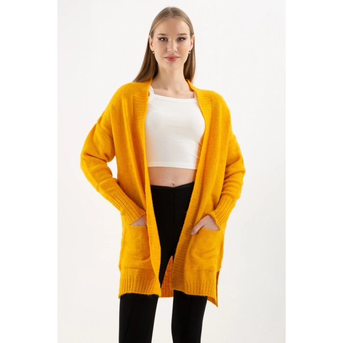 Uzun Cepli Hırka Hardal / Mustard