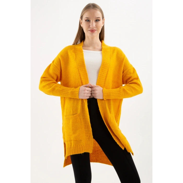 Uzun Cepli Hırka Hardal / Mustard