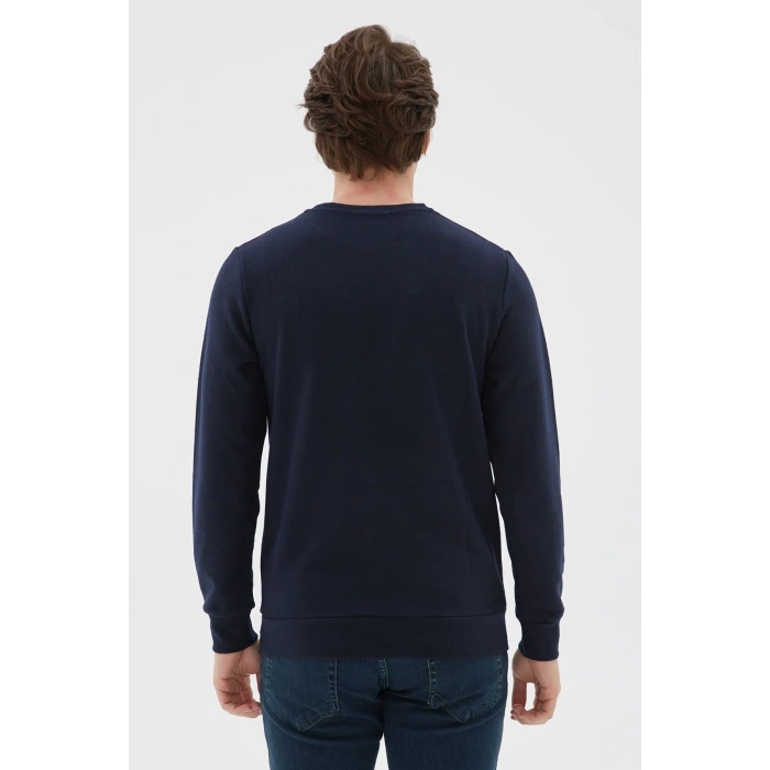 Bisiklet Yaka Desenli Sweatshirt Bordo / Burgundy