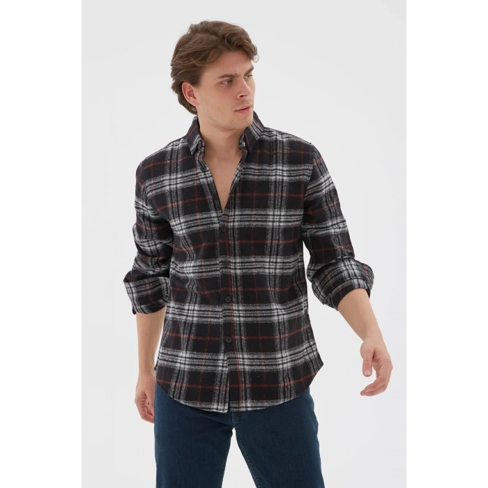 Ekose Desenli Gömlek Gri