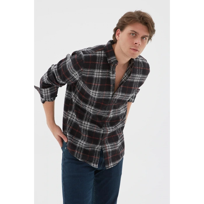 Ekose Desenli Gömlek Gri