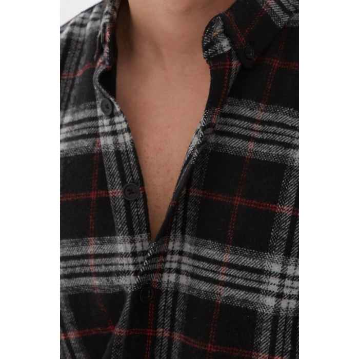 Ekose Desenli Gömlek Gri