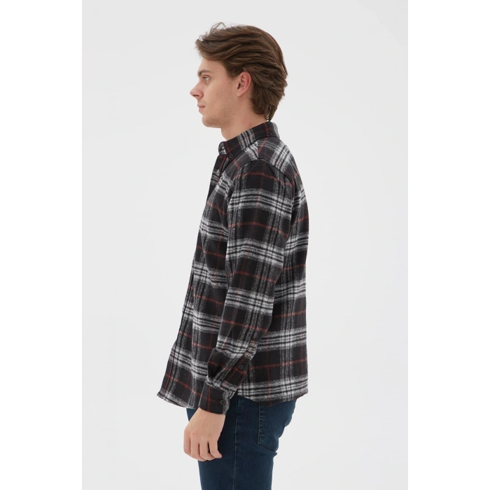 Ekose Desenli Gömlek Gri