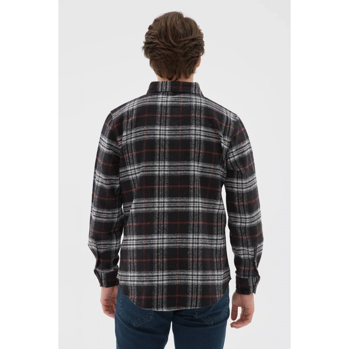 Ekose Desenli Gömlek Gri