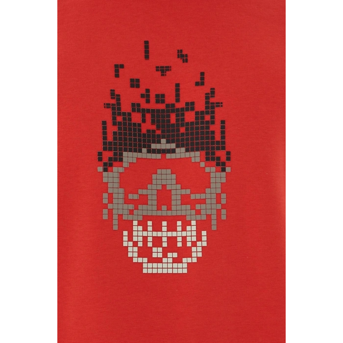 Bisiklet Yaka Baskılı Sweatshirt Kırmızı / Red