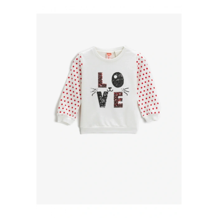 Baskılı Sweatshirt Uzun Kollu Bisiklet Yaka