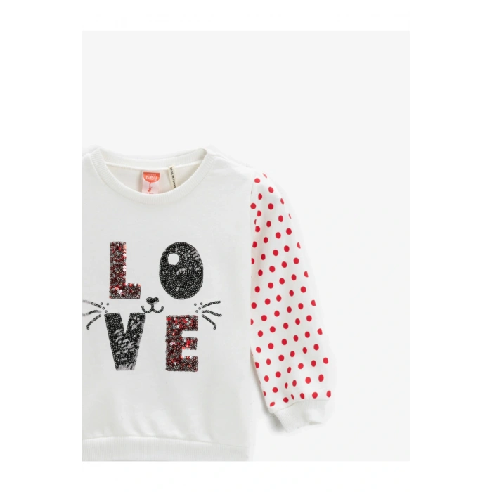 Baskılı Sweatshirt Uzun Kollu Bisiklet Yaka