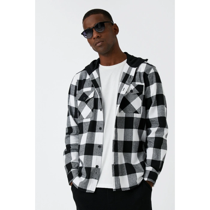 Erkek Siyah Ekose Gömlek 3WAM60021HW