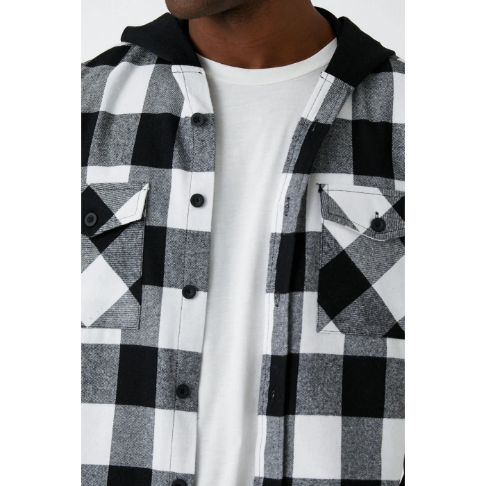 Erkek Siyah Ekose Gömlek 3WAM60021HW