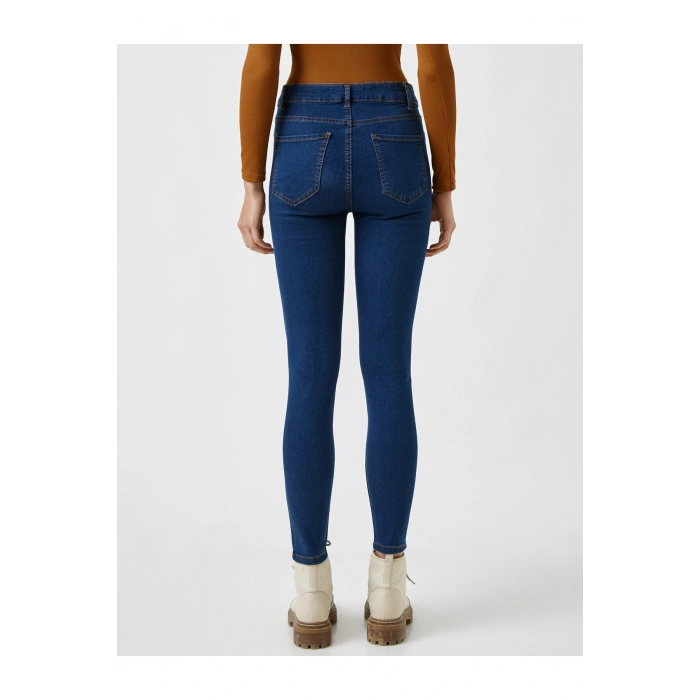 Yüksek Bel Cepli Kot Pantolon - Skinny Jean