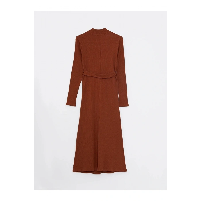 Modest Dik Yaka Düz Uzun Kollu Kadın Elbise