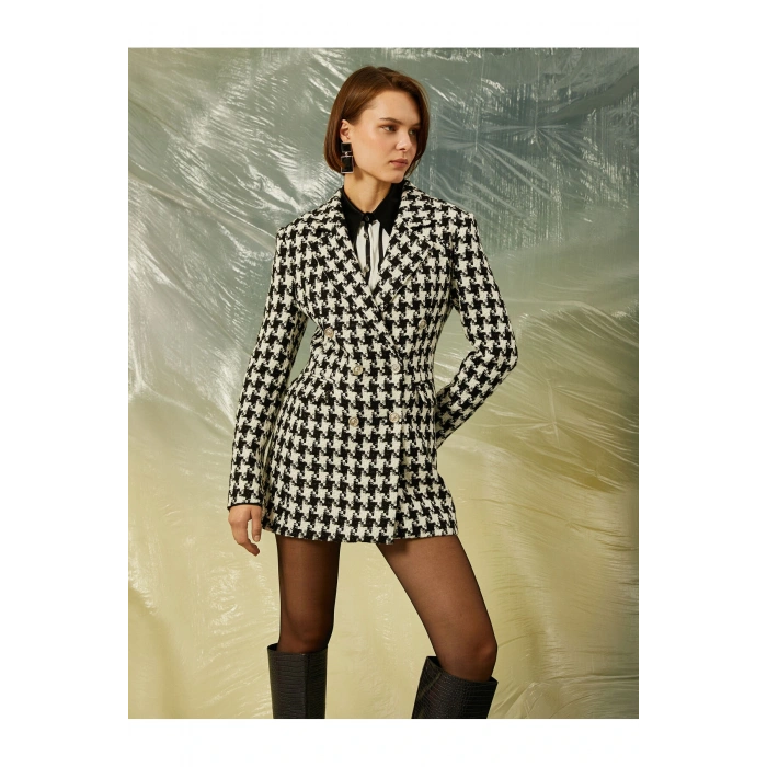 Kazayağı Desenli Tüvit Ceket Elbise