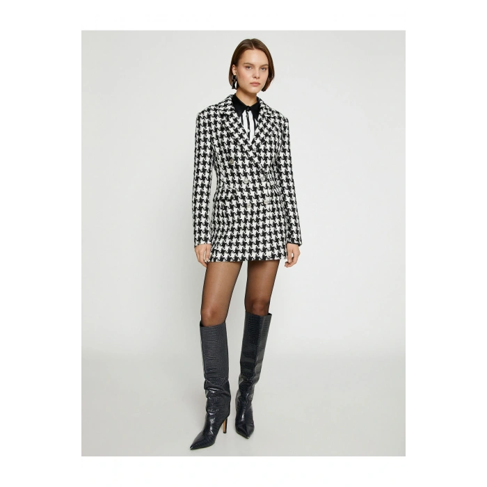 Kazayağı Desenli Tüvit Ceket Elbise