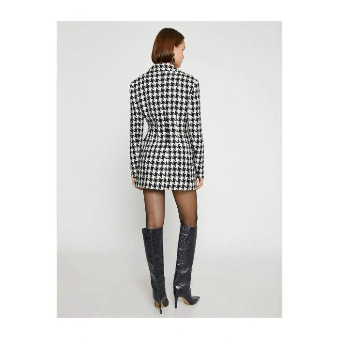 Kazayağı Desenli Tüvit Ceket Elbise