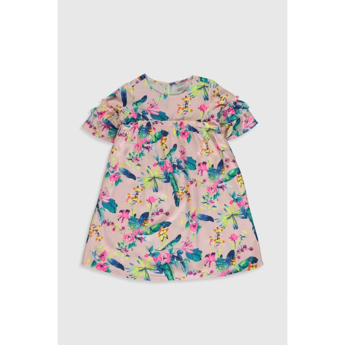 Kız Çocuk Pembe Baskılı Lt4 Elbise