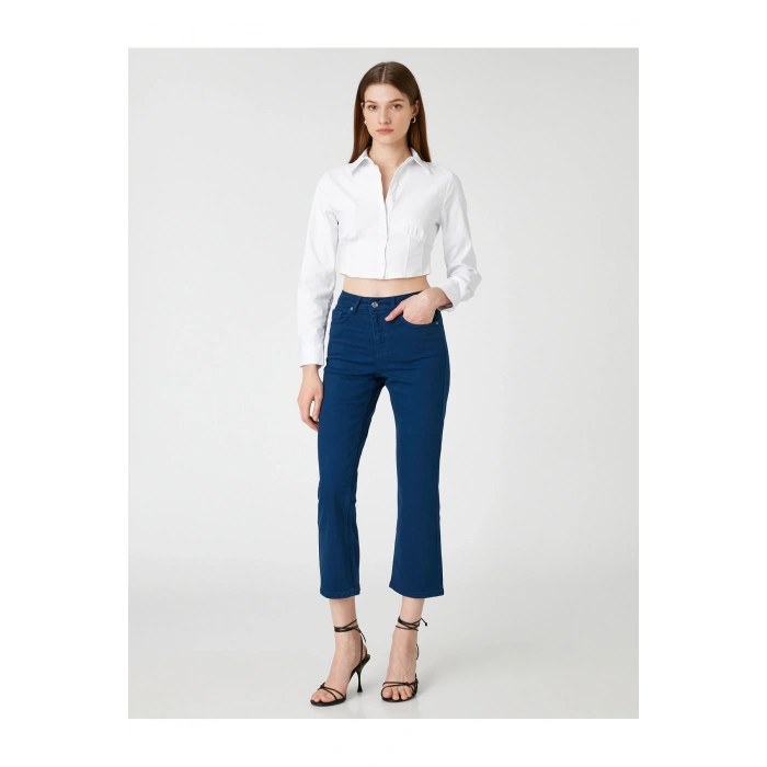 İspanyol Crop Paça Kot Pantolon Dar Kesim