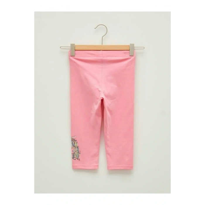 Beli Lastikli Baskılı Pamuklu Kız Çocuk Tayt (S1)