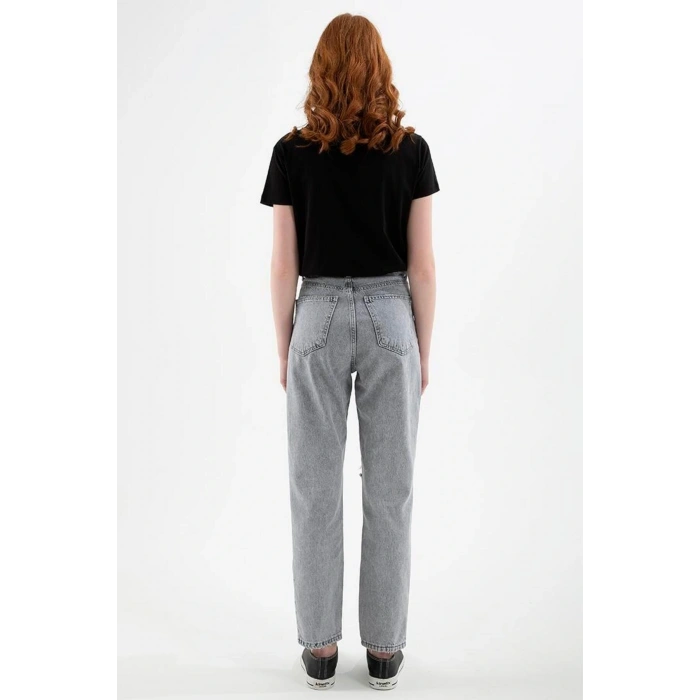 Yırtık Detaylı Pantolon A.gri