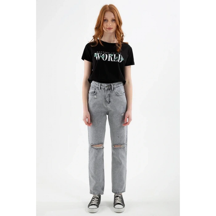 Yırtık Detaylı Pantolon A.gri