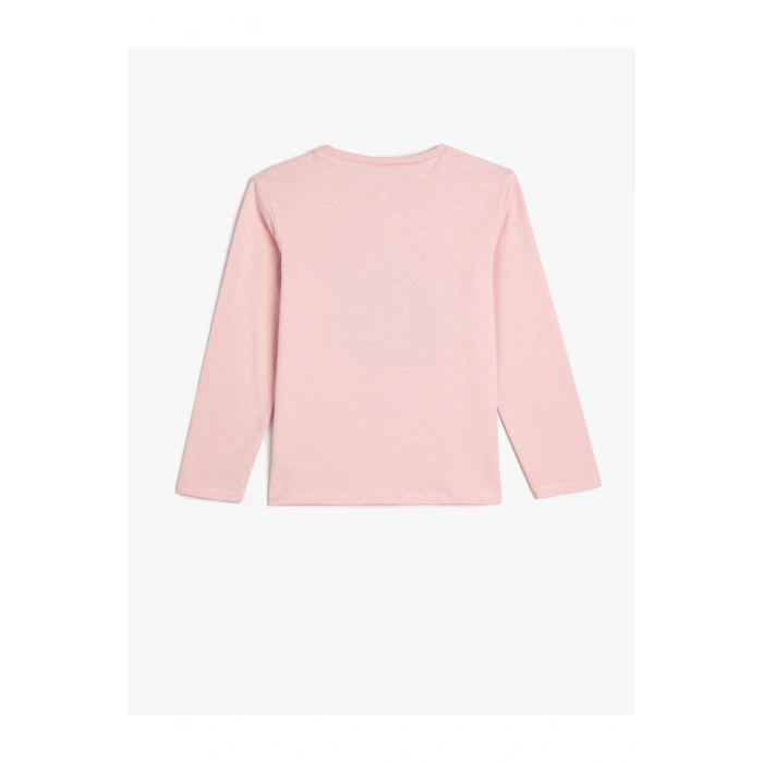 Tişört Uzun Kollu Bisiklet Yaka Baskılı Pamuklu