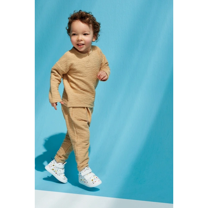 Erkek Bebek Bej Düz Pantolon