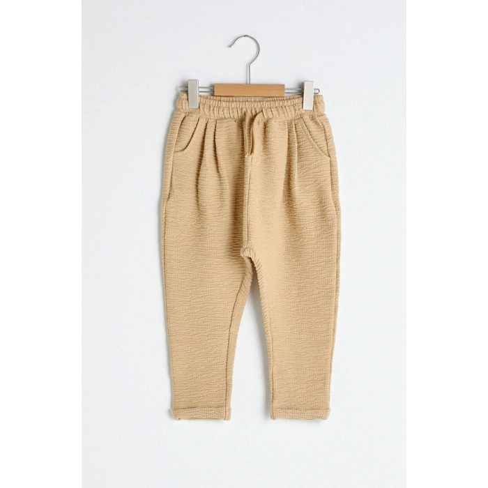 Erkek Bebek Bej Düz Pantolon