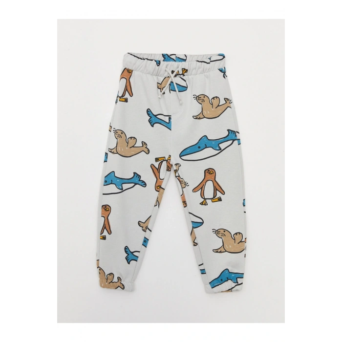 Bisiklet Yaka Uzun Kollu Baskılı Erkek Bebek Sweatshirt ve Eşofman Alt 2li Takım