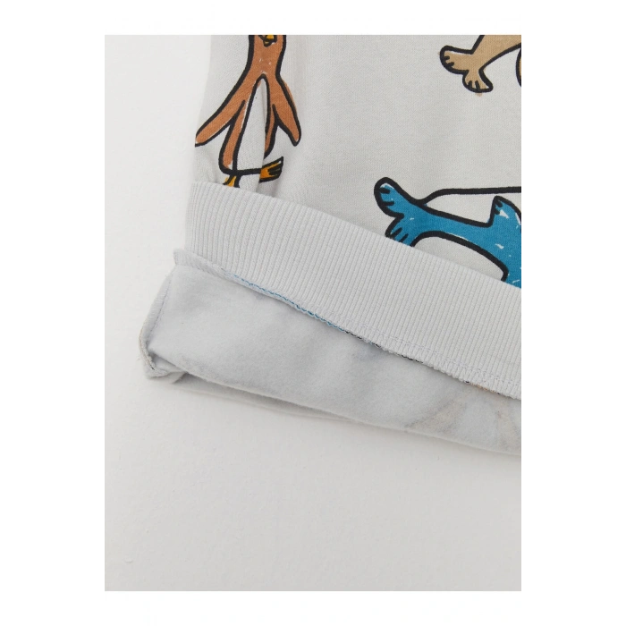 Bisiklet Yaka Uzun Kollu Baskılı Erkek Bebek Sweatshirt ve Eşofman Alt 2li Takım