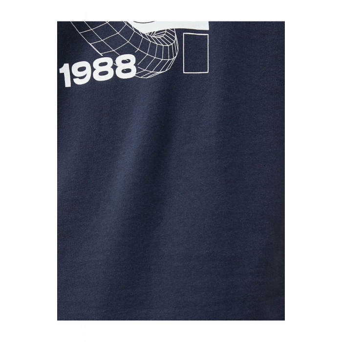 Slogan Baskılı Tişört Bisiklet Yaka Kısa Kollu Pamuklu