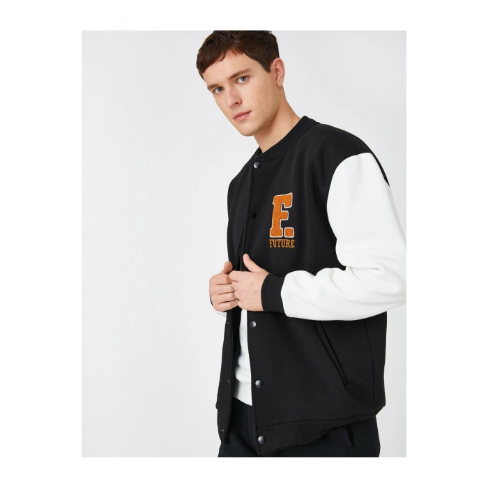 Basic Kolej Ceket Bomber Yaka Cep Detaylı Çıtçıtlı