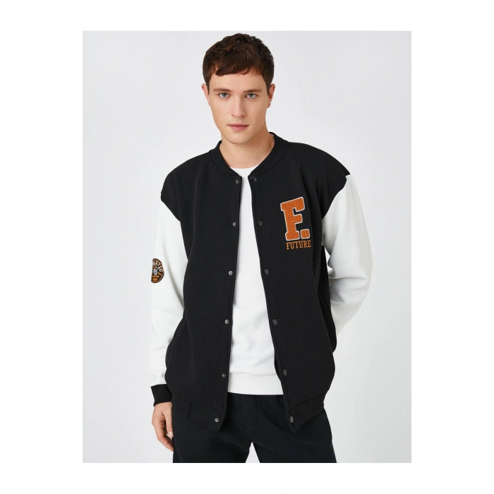 Basic Kolej Ceket Bomber Yaka Cep Detaylı Çıtçıtlı