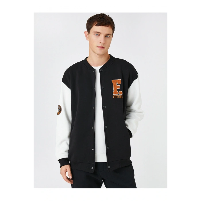 Basic Kolej Ceket Bomber Yaka Cep Detaylı Çıtçıtlı