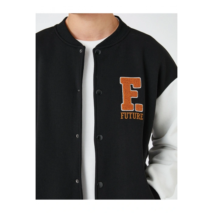 Basic Kolej Ceket Bomber Yaka Cep Detaylı Çıtçıtlı