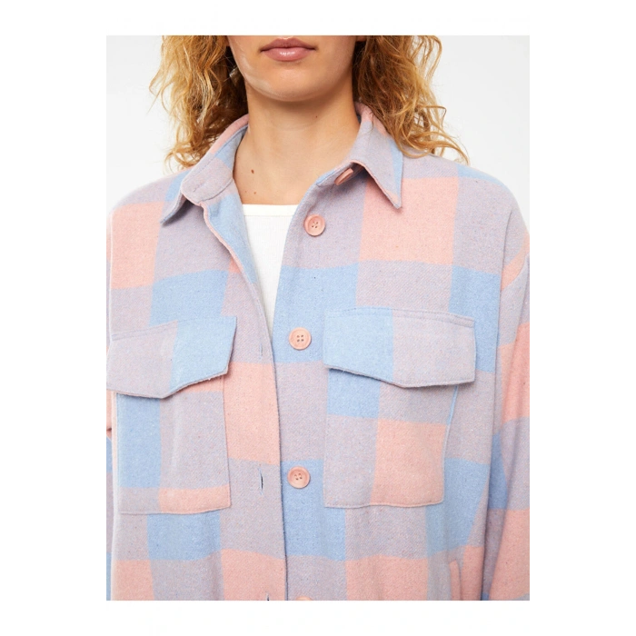 Ekose Uzun Kollu Oversize Kadın Oduncu Gömlek Ceket