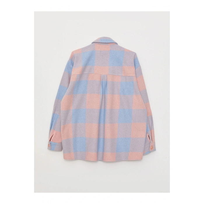 Ekose Uzun Kollu Oversize Kadın Oduncu Gömlek Ceket