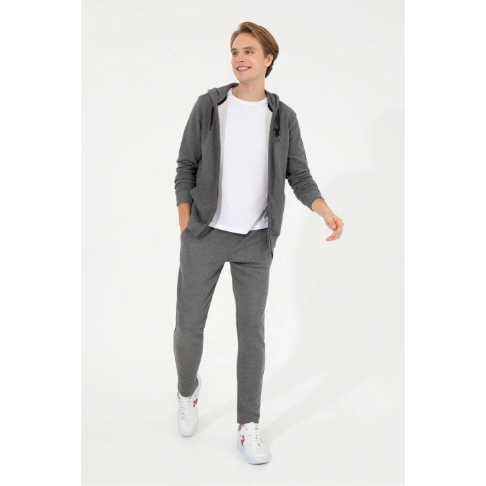 Bağlamalı Bel Slim Fit Gri Erkek Eşofman Altı Henbıxsk022