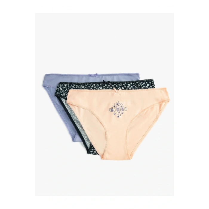 Pamuklu Külot Brief 3lü Baskılı Fiyonk Detaylı