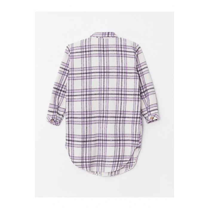 Ekose Uzun Kollu Kız Çocuk Tunik